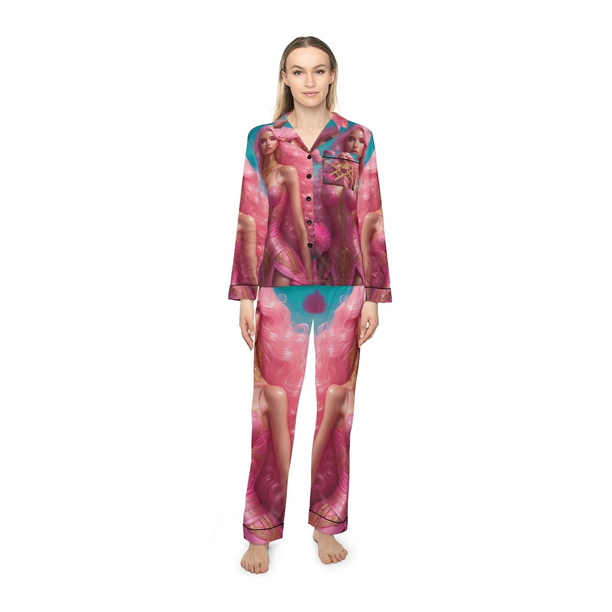 Women's Satin Pajamas Barbie Luxury LifeStyle Hazelglow 2024 01