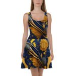 Skater Designer Print Dress Hazelglow D 001